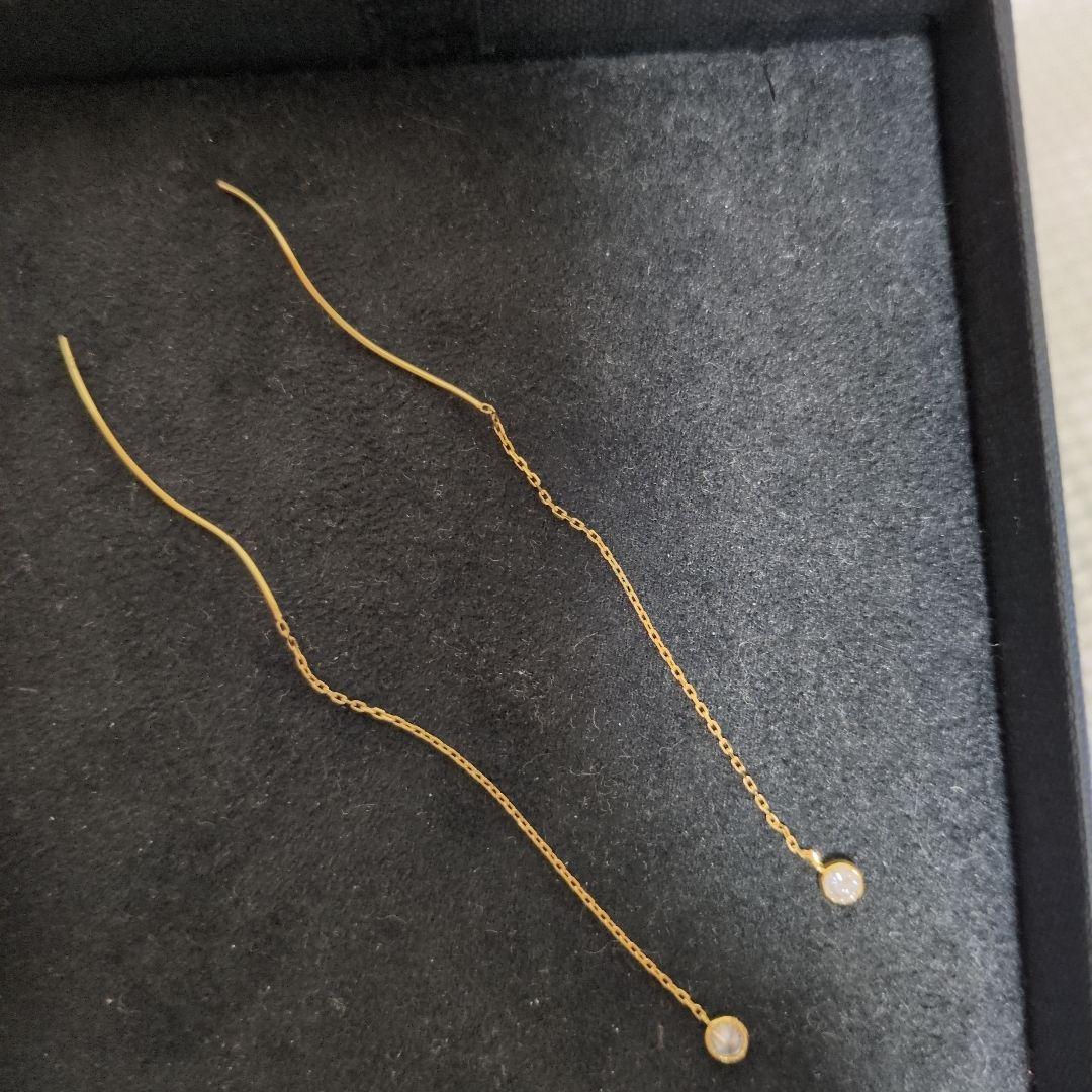 k18YG 0.1ct✕2ダイヤモンドアメリカンピアス【最終お値段】