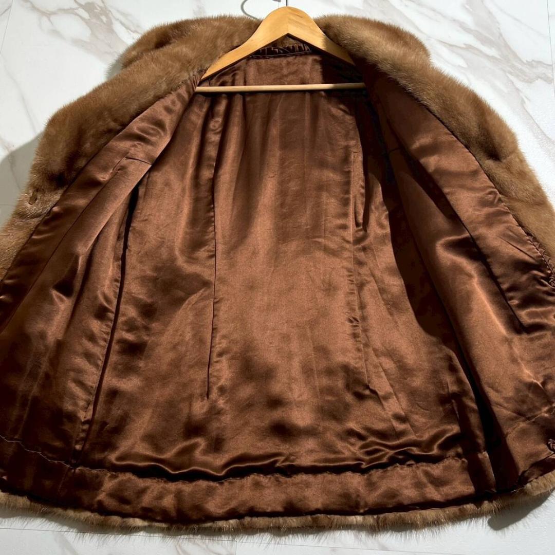 美品 サフロン デミバフミンク ファーコート 毛皮 サイズ13 XL 着丈71