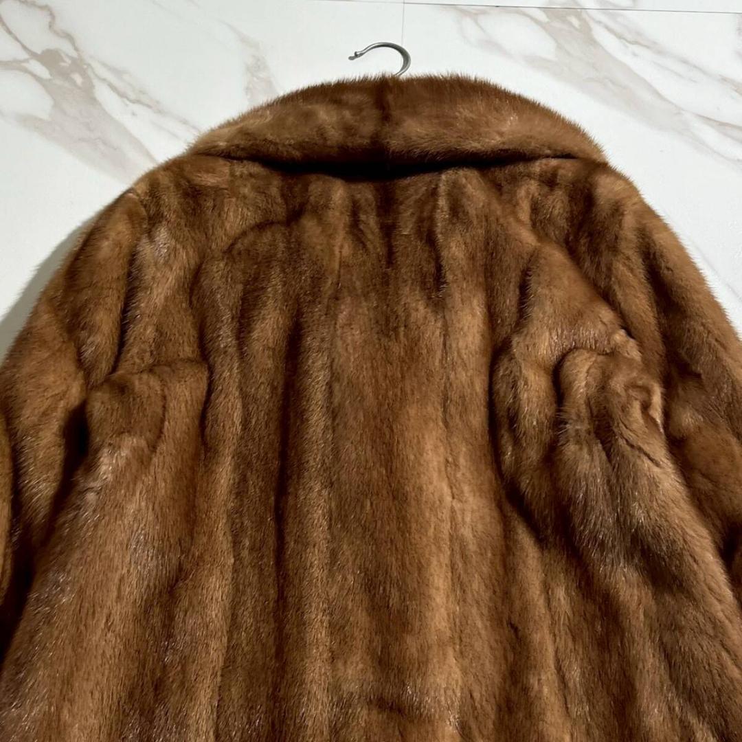 美品 サフロン デミバフミンク ファーコート 毛皮 サイズ13 XL 着丈71