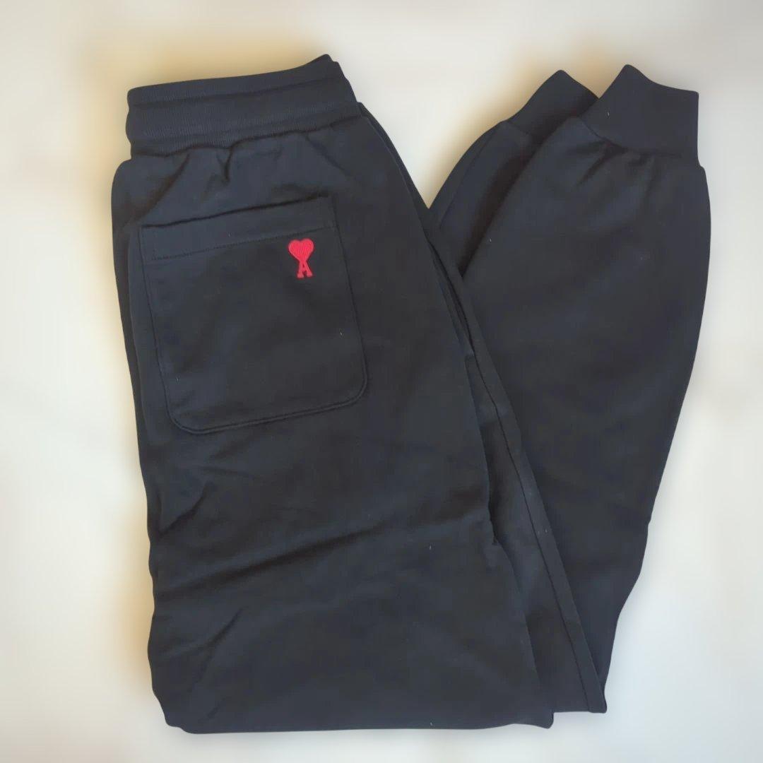 【新品】AMI PARIS アミパリス スウェットパンツ 黒 L ハート刺繍