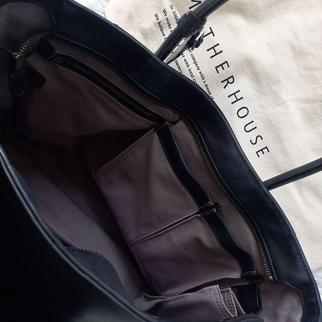 【保存バッグ付き☆】マザーハウス　アンティークボックストート　ブラック