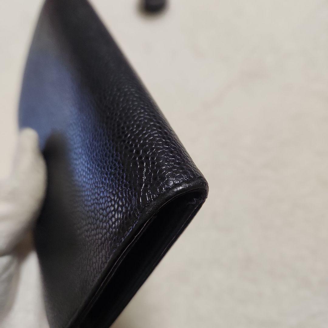 CHANEL シャネル キャビアスキン がま口　長財布　ブラック