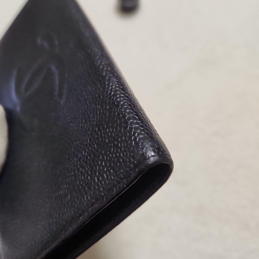 CHANEL シャネル キャビアスキン がま口　長財布　ブラック