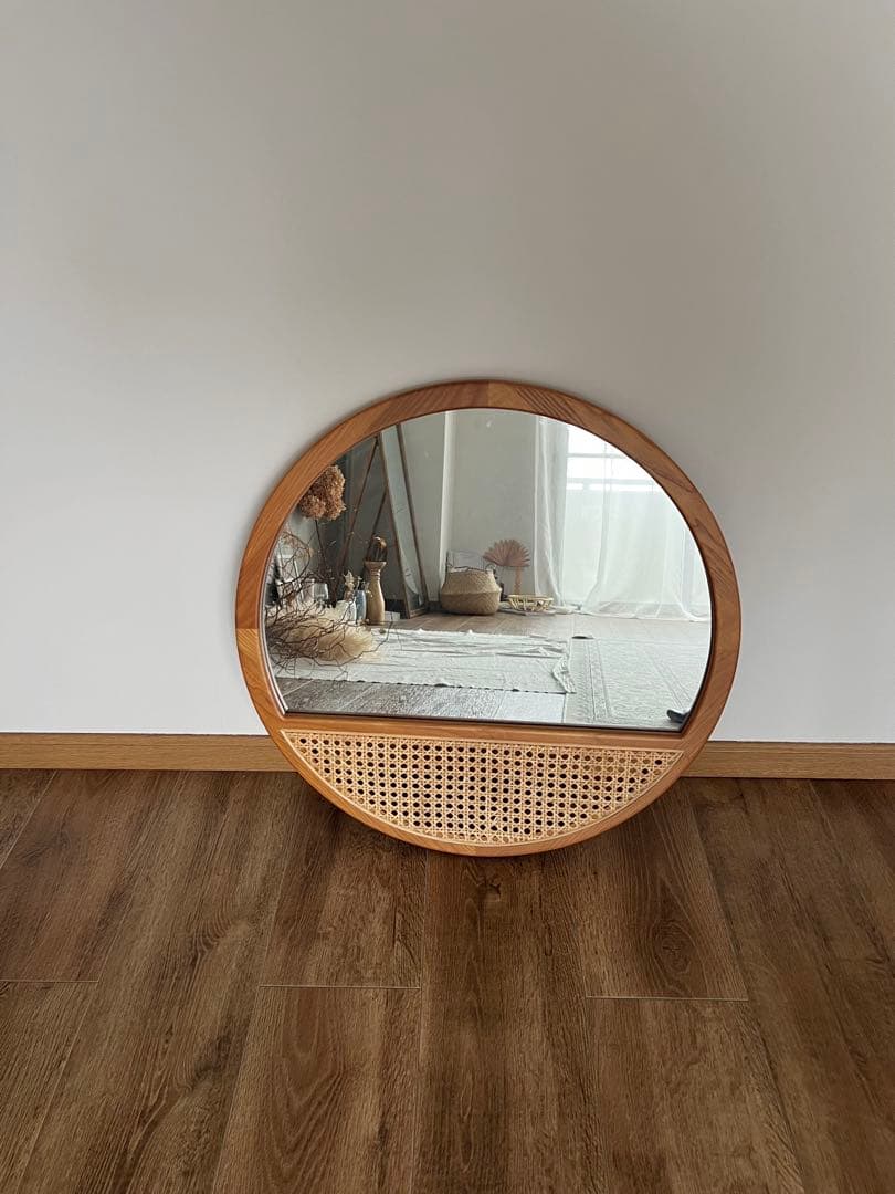 ラタンミラー 壁掛け 韓国ナチュラルインテリア雑貨