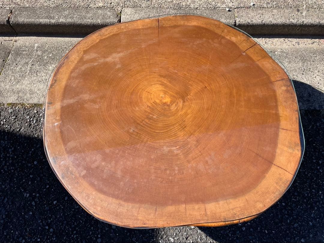 一枚板　木製　円形センターテーブル