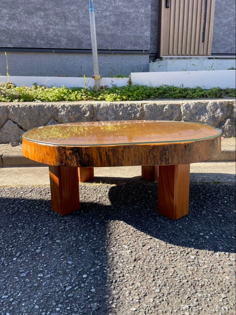 一枚板　木製　円形センターテーブル