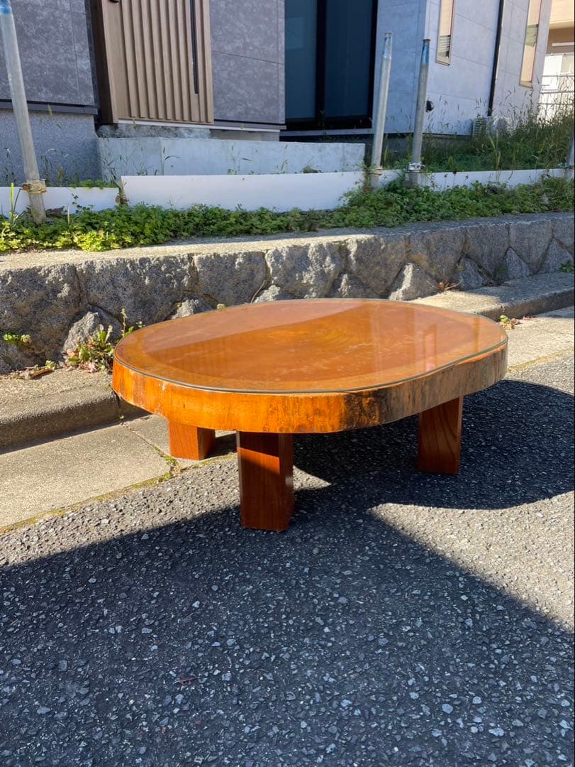 一枚板　木製　円形センターテーブル