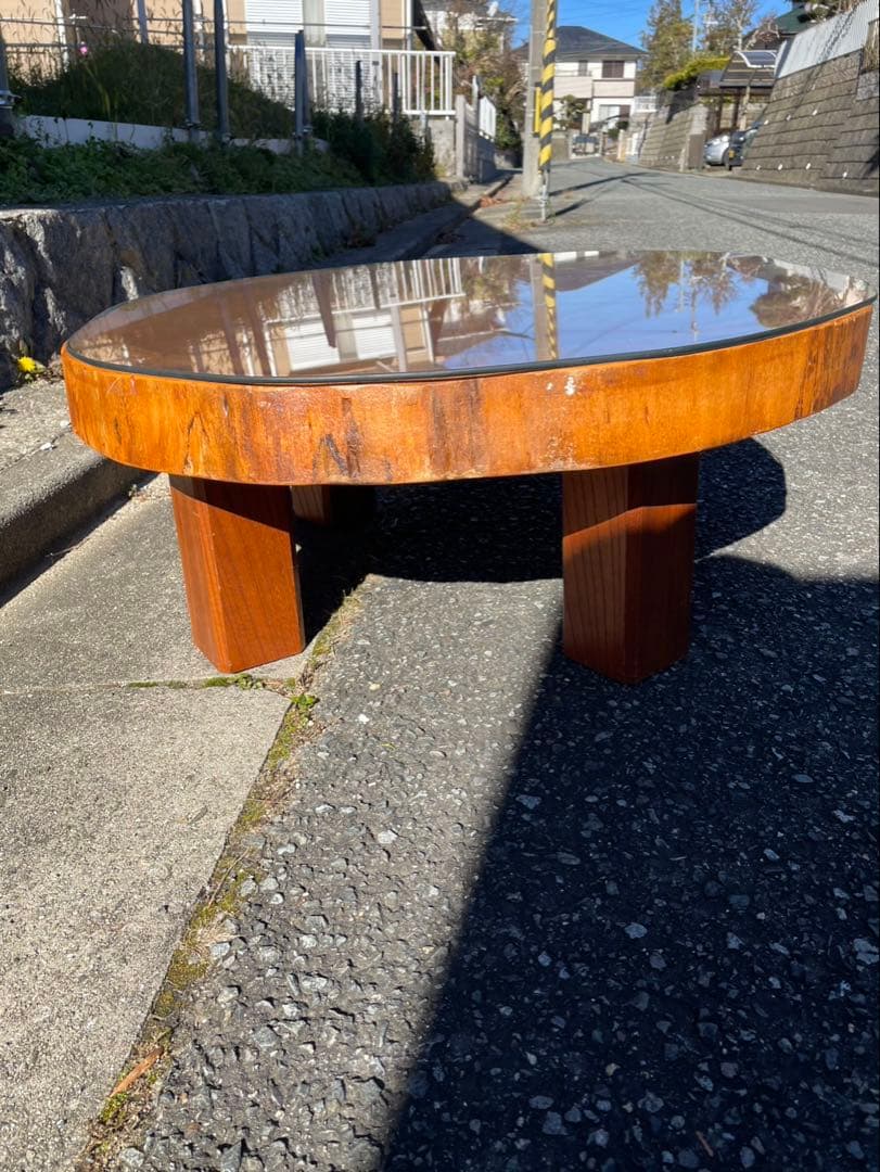 一枚板　木製　円形センターテーブル