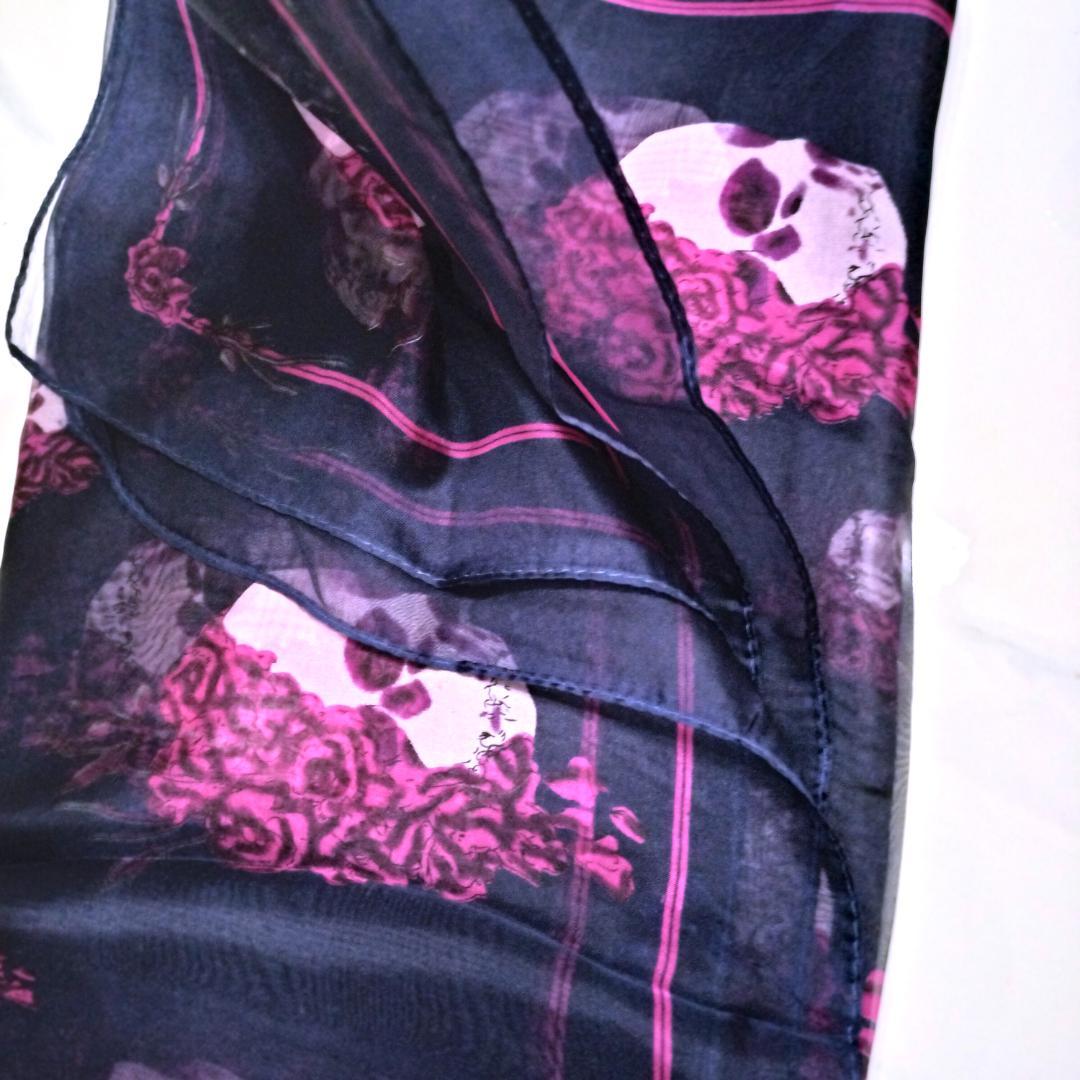 ALEXANDER McQEEN 髑髏 スカル 大判 スカーフ ストール黒