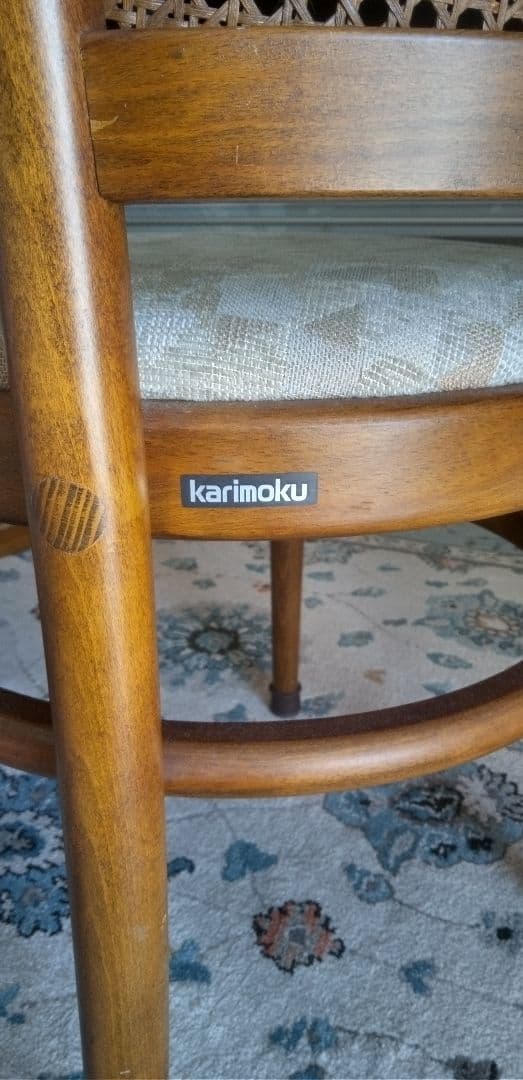 カリモク家具ラタンバックダイニングチェア2脚セット