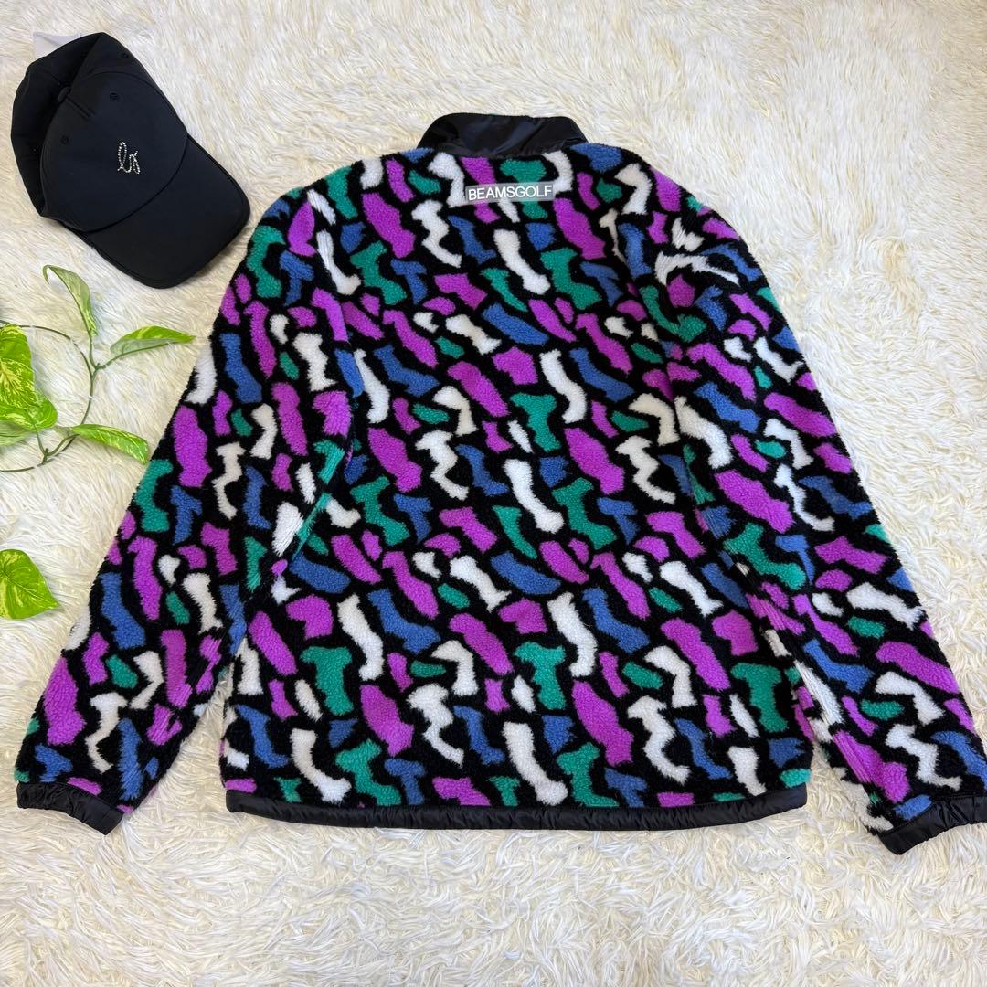 【ビームスゴルフ】美品 ボアジャケット 総柄 Lサイズ レディース
