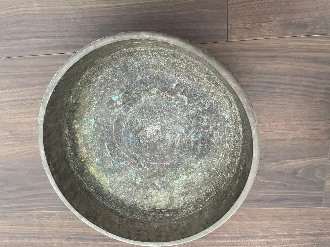 アンティーク　六角形木製火鉢金属皿付き