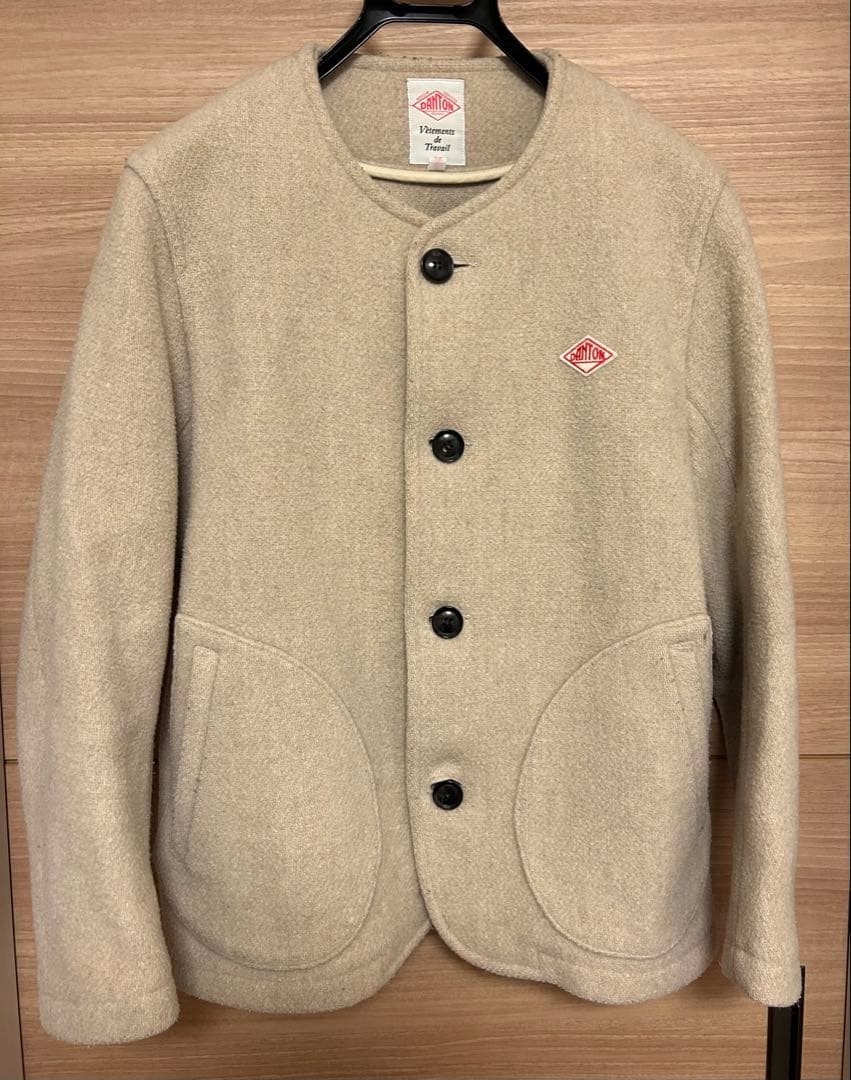 DANTON ノーカラージャケット 38 ベージュ