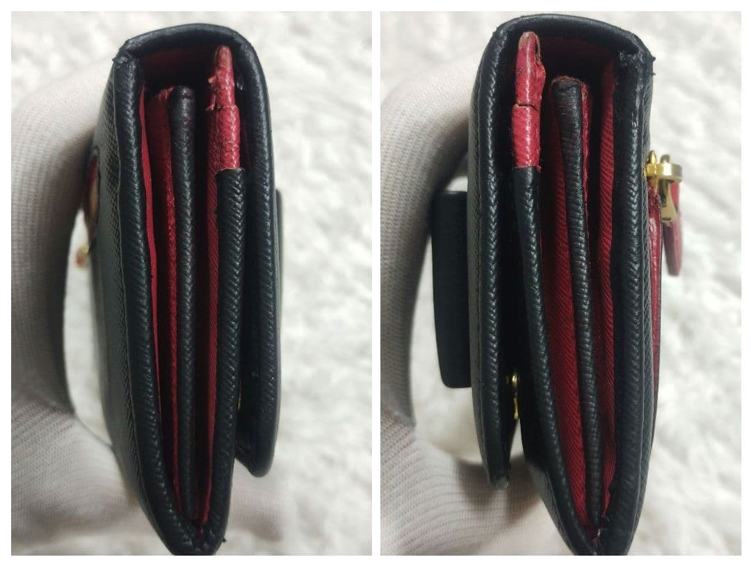 PRADA✨プラダ 長財布 サフィアーノ フィオッコ 黒 メタルロゴ リボン