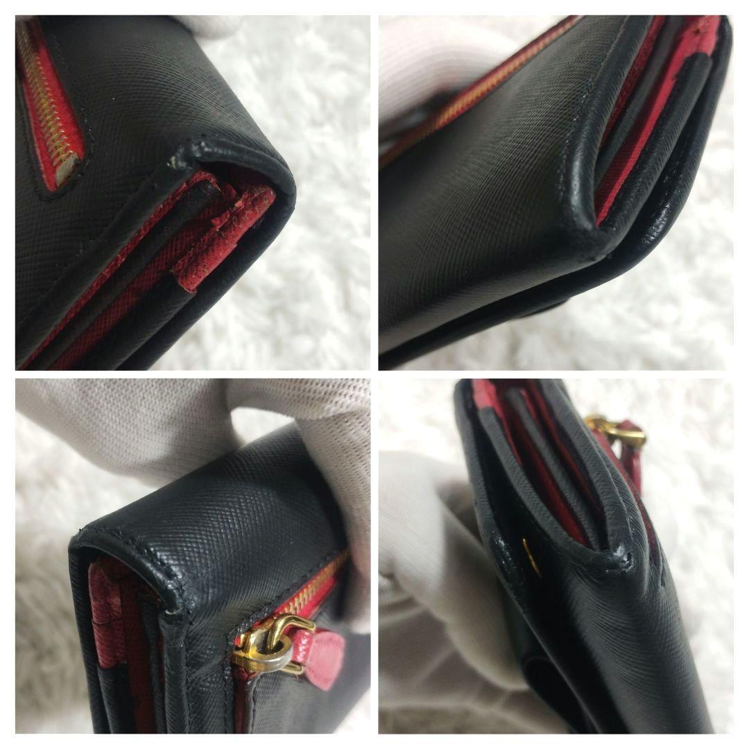 PRADA✨プラダ 長財布 サフィアーノ フィオッコ 黒 メタルロゴ リボン