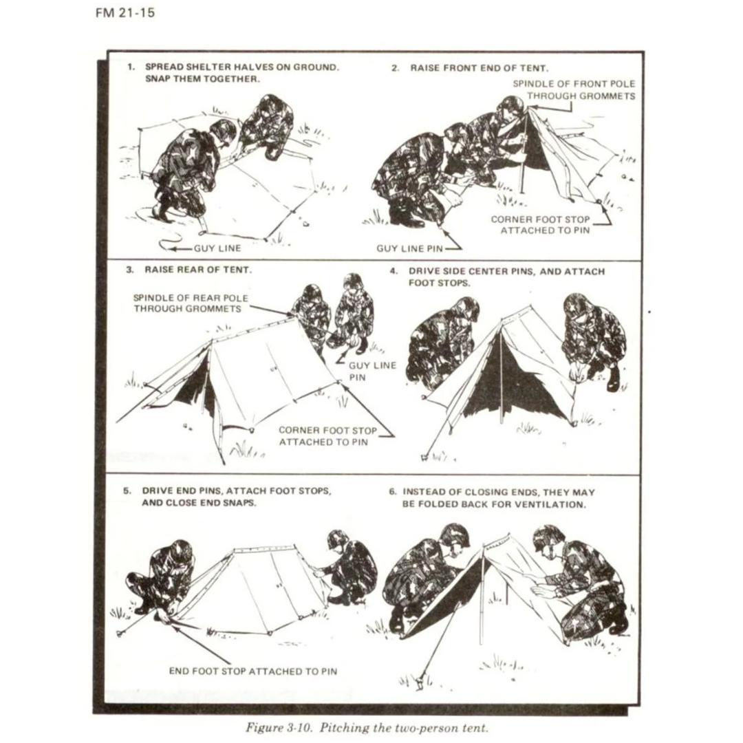 US パップテント ハーフシェルター 2枚 ポール・ペグセット 米軍 軍幕