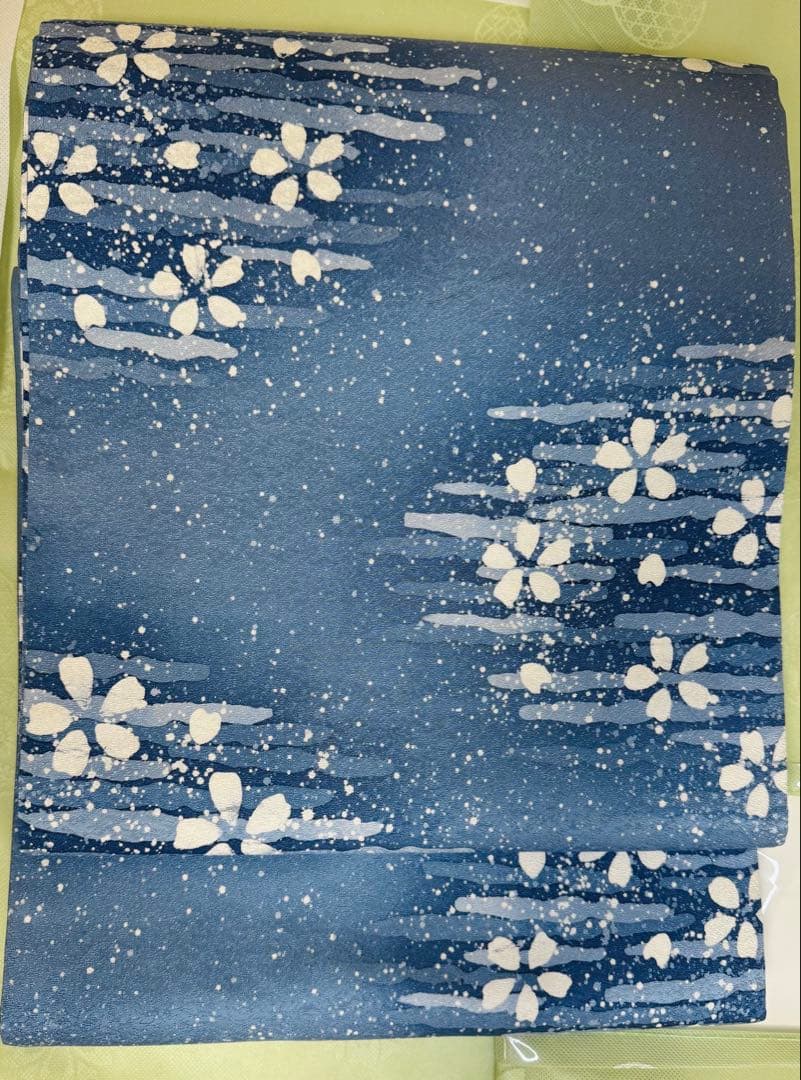 【新品　未使用】藍染全通袋帯　天然泥藍染　袋帯　藍染苑