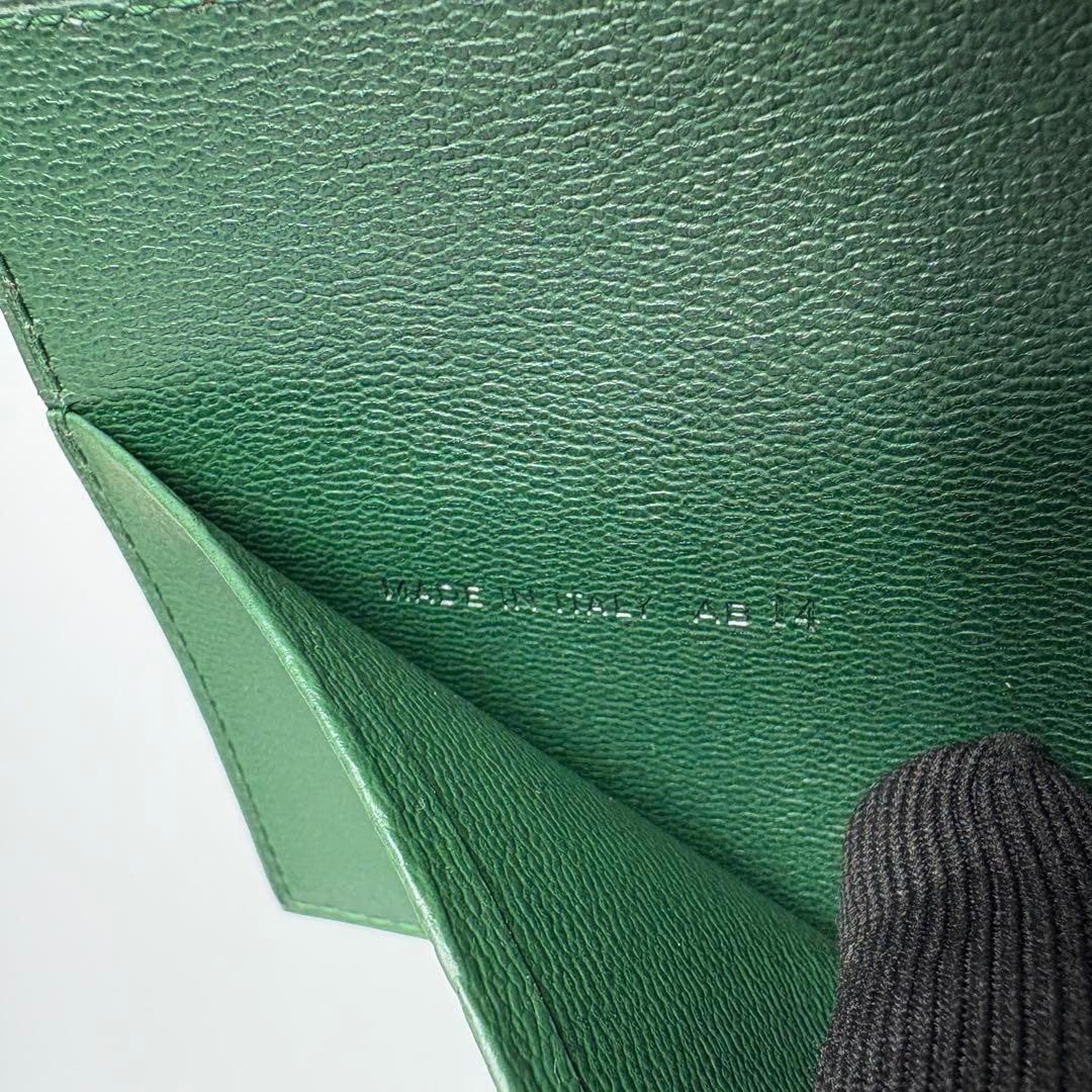 ダンヒル　レザーマネークリップ　三つ折り　カードポケット付き　ブラウン　グリーン