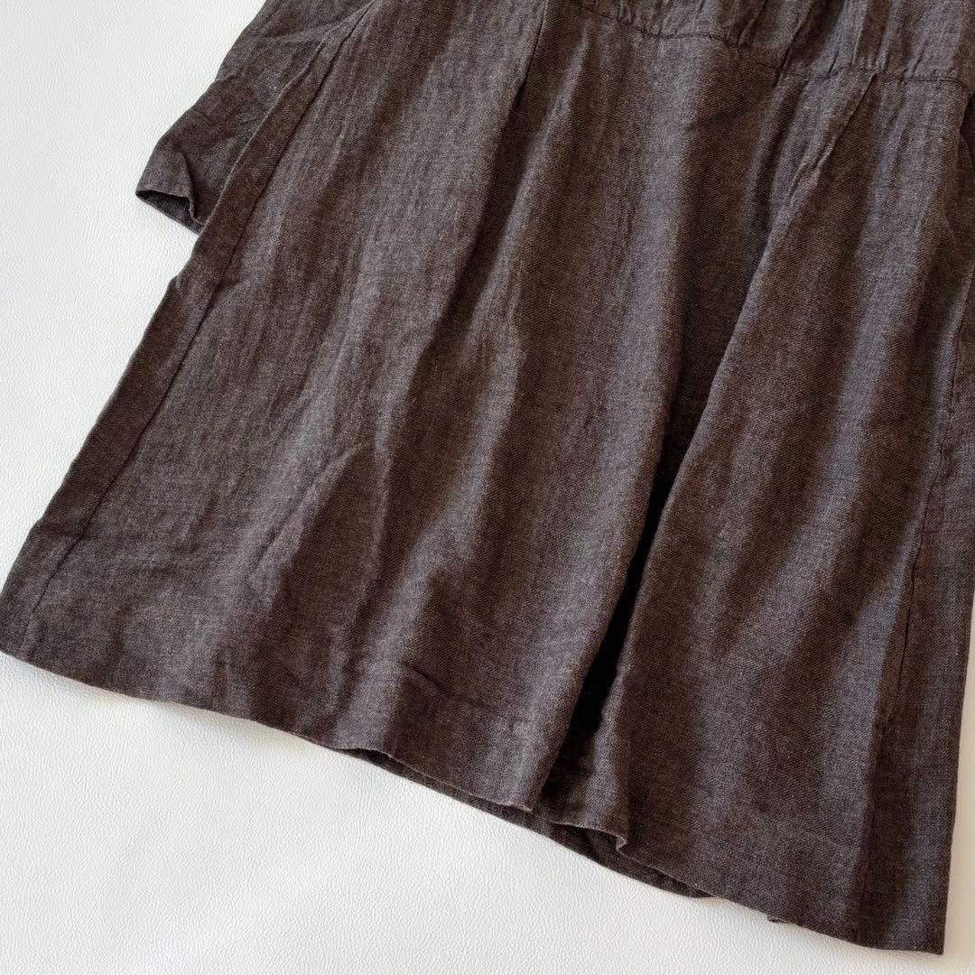 45R 45rpm ギャザーワンピース　ウールコットン　リボン　R刺繍