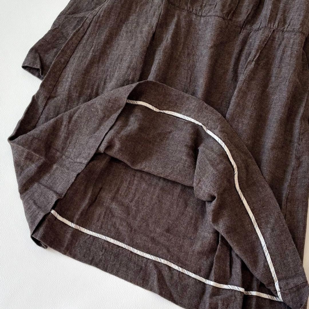 45R 45rpm ギャザーワンピース　ウールコットン　リボン　R刺繍