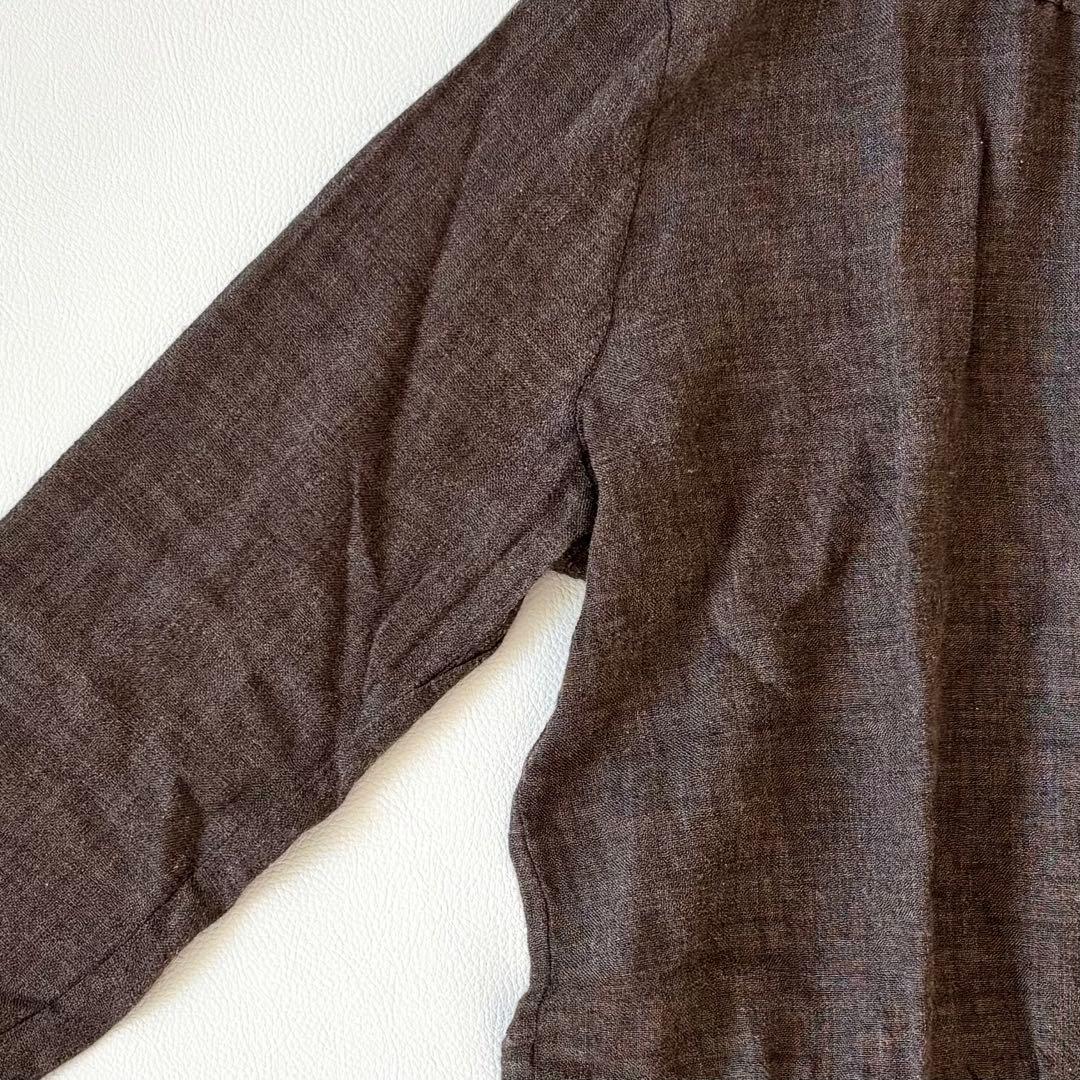 45R 45rpm ギャザーワンピース　ウールコットン　リボン　R刺繍