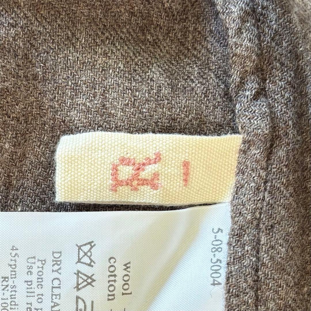 45R 45rpm ギャザーワンピース　ウールコットン　リボン　R刺繍