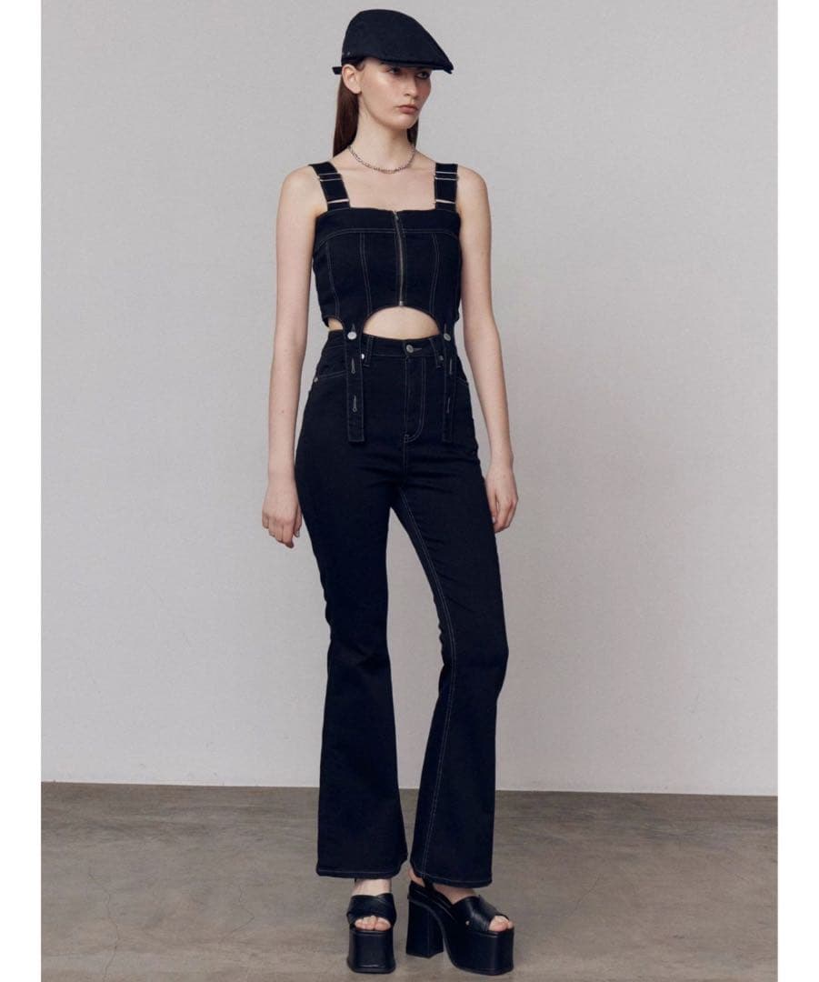 EMODA コルセットハングデニムサロペット S ブラック