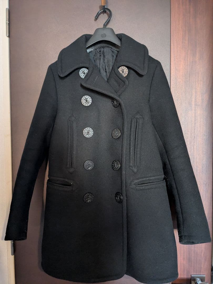 14AW ラグスマックレガー 10ボタン ロングPコート 黒 S