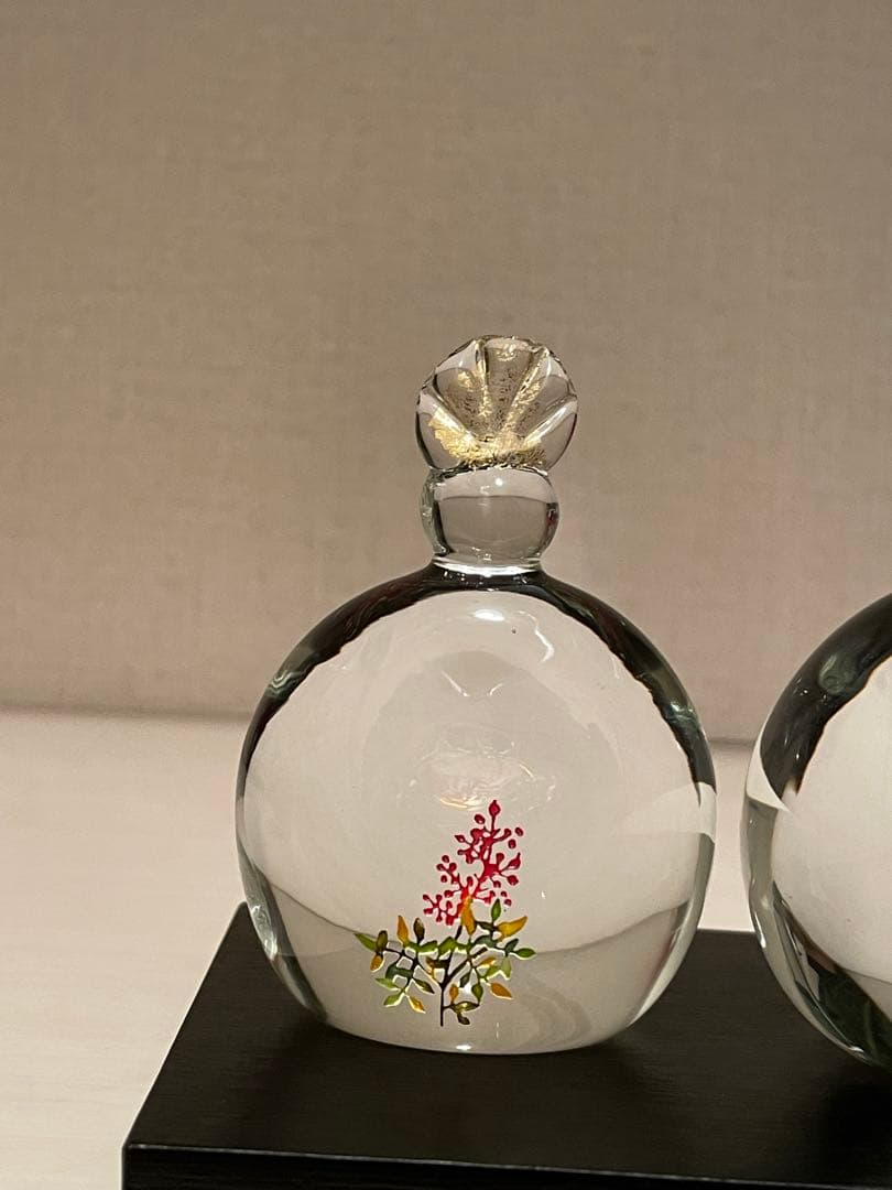 未使用 ガラス作家 金津沙矢香 さん ガラスのお雛様 南天のおひな様