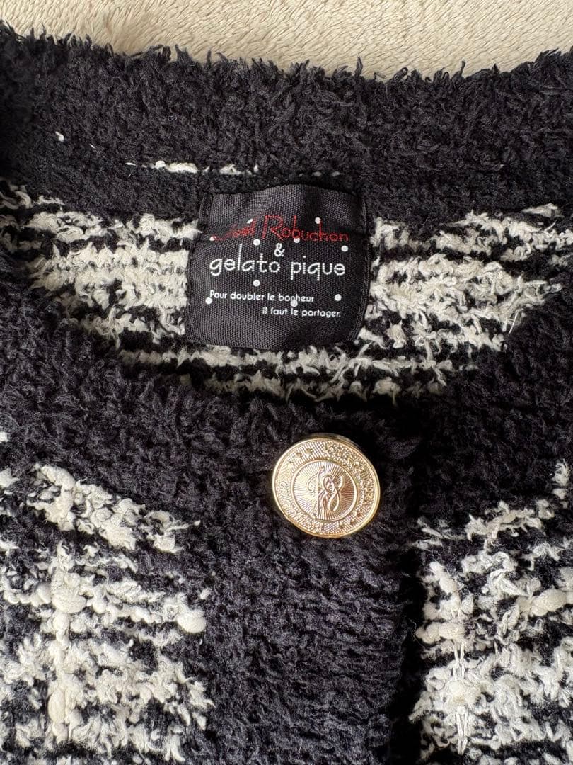 ジェラピケ　ノーカラーチェックジャケット