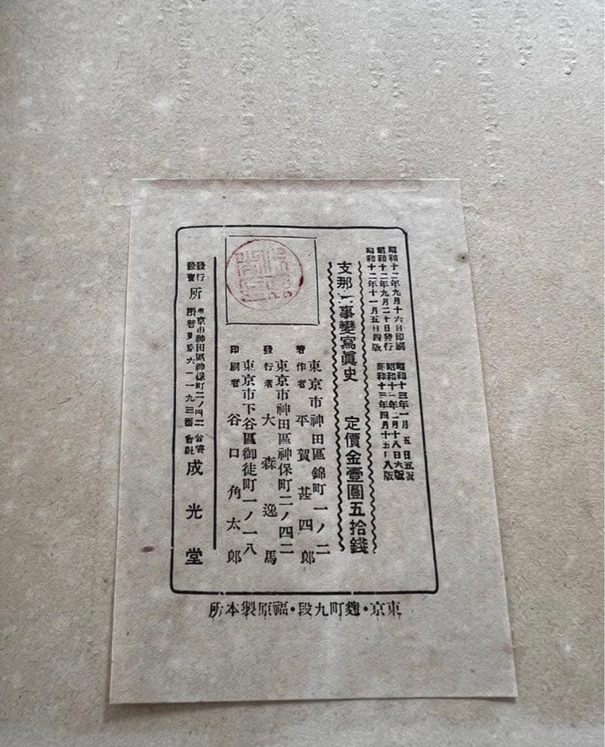 念記　大那支　戦争の記録　支那事変