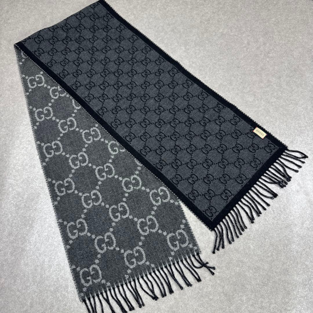 GUCCI グッチ GG柄 リバーシブル マフラー ストール ショール