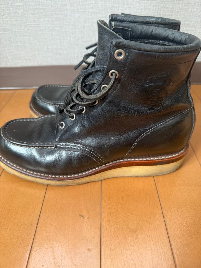 Chippewa チペワ ブラック ワークブーツ モックトゥ USA製 8E