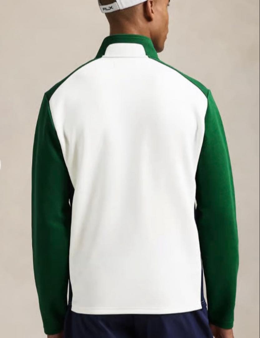 RLX ゴルフ カラーブロック ダブルニット プルオーバー M モックネック 緑