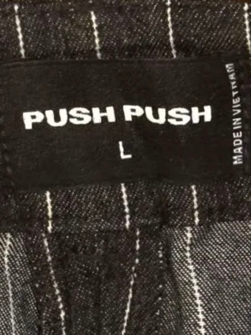 PUSH PUSH ストライプ ワイドスラックス　ブラック　L