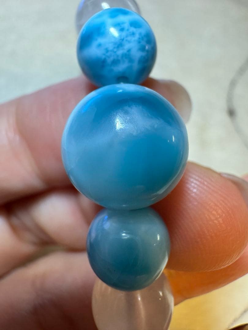 宝石品質　ラリマーデザインブレスレット