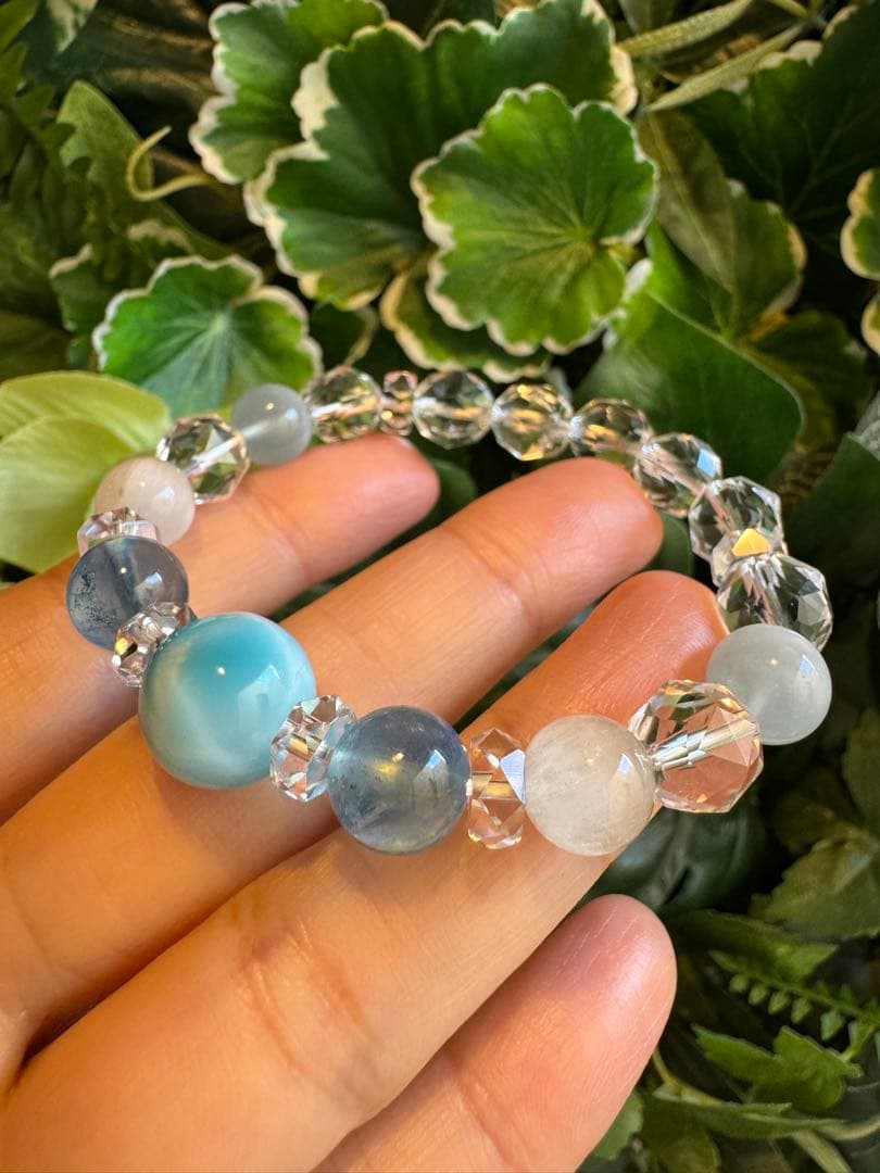 宝石品質　ラリマーデザインブレスレット