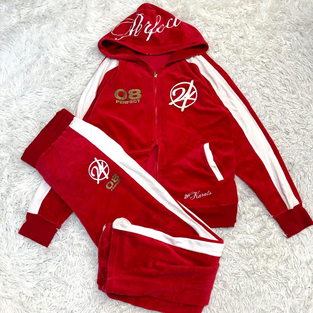 【レア】24karats ベロアジャージ セットアップ ライブツアー L 赤白