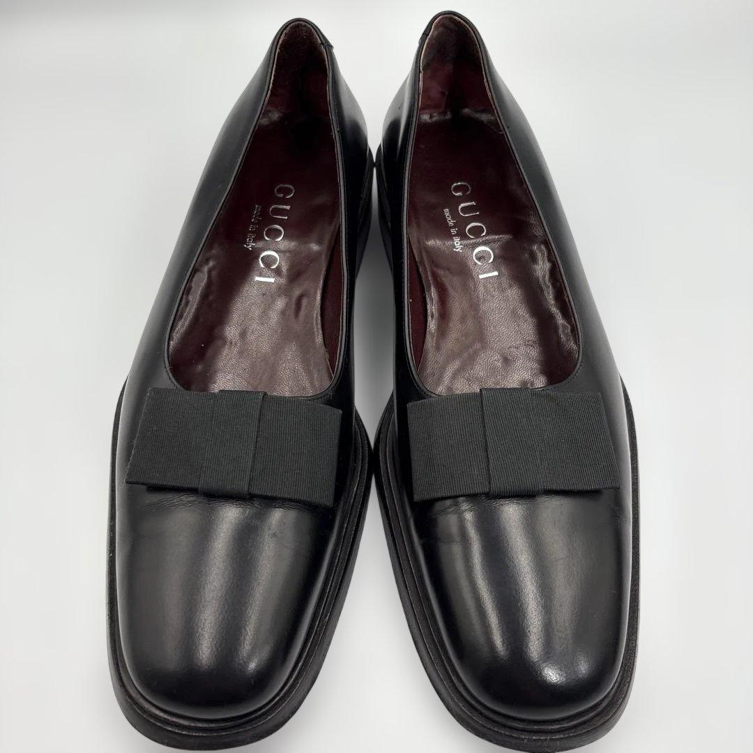 極美品✨GUCCI グッチ リボン ローファー ドレスシューズ 黒 43E