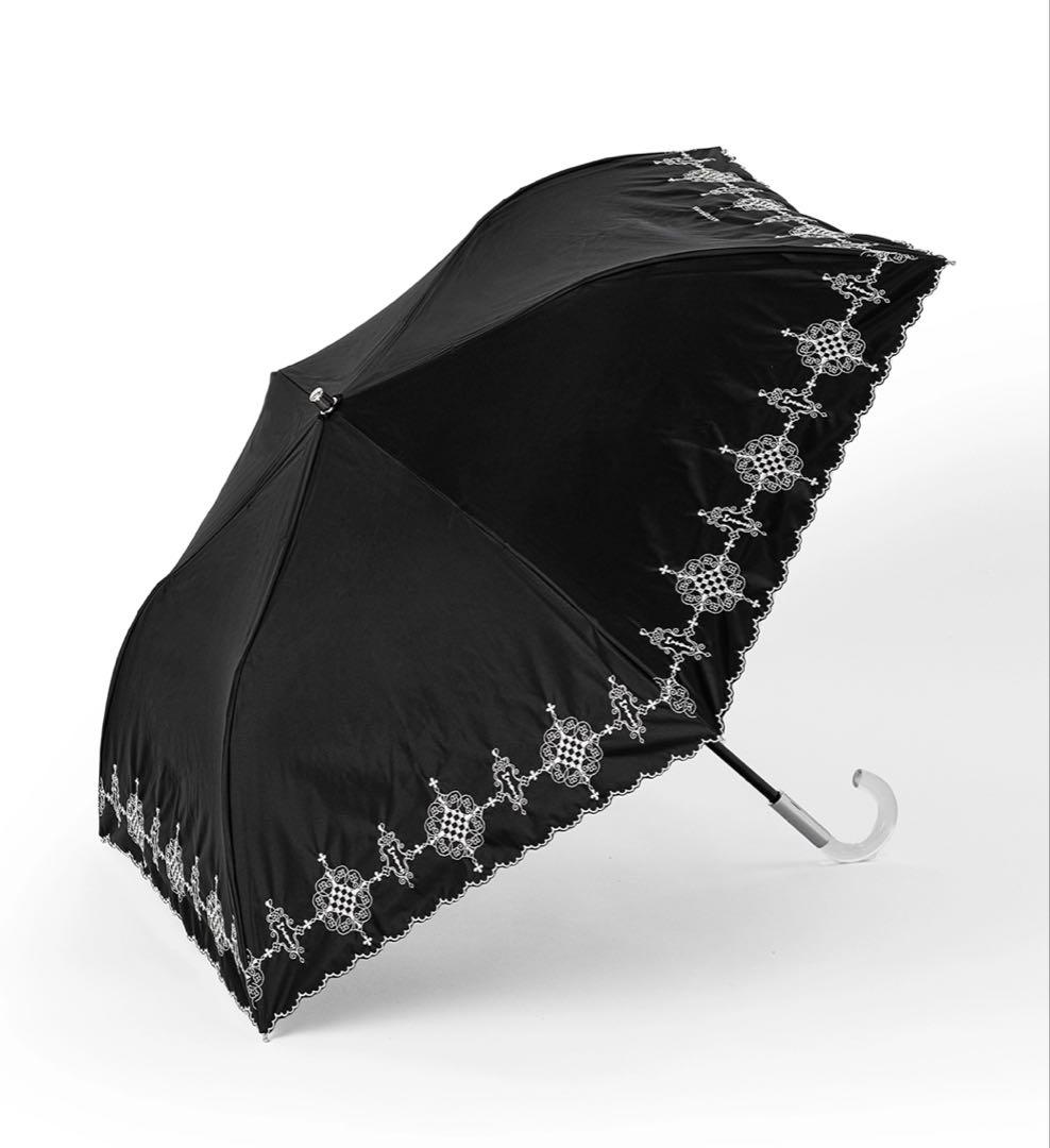 【新品】アンテプリマ　日傘　ダマスコ柄　晴雨兼用　折りたたみ傘　ブラック