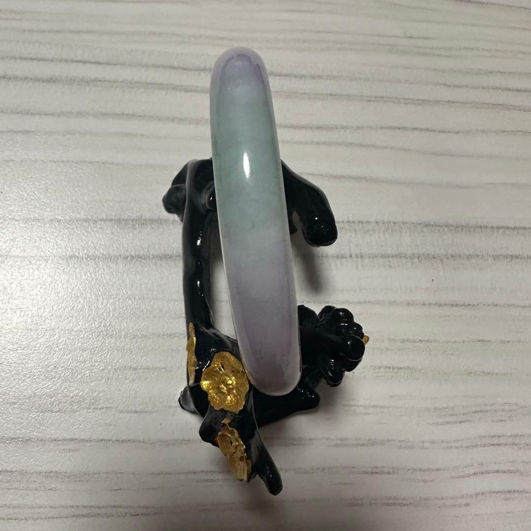 天然ミャンマー産 翡翠バングル 淡紫×淡緑色グラデーション 56.0mm（A貨）