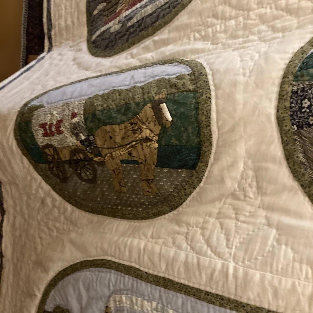 LLビーン 農村風景デザインのキルティング生地