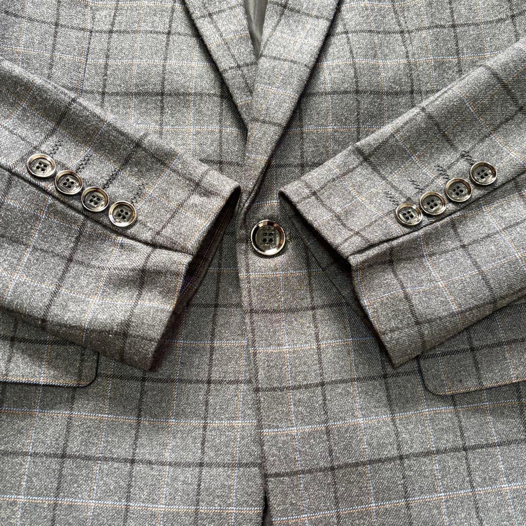 【未使用級】Sサイズ 3ピース セットアップスーツ ペンチェック 黄色 ビジネス