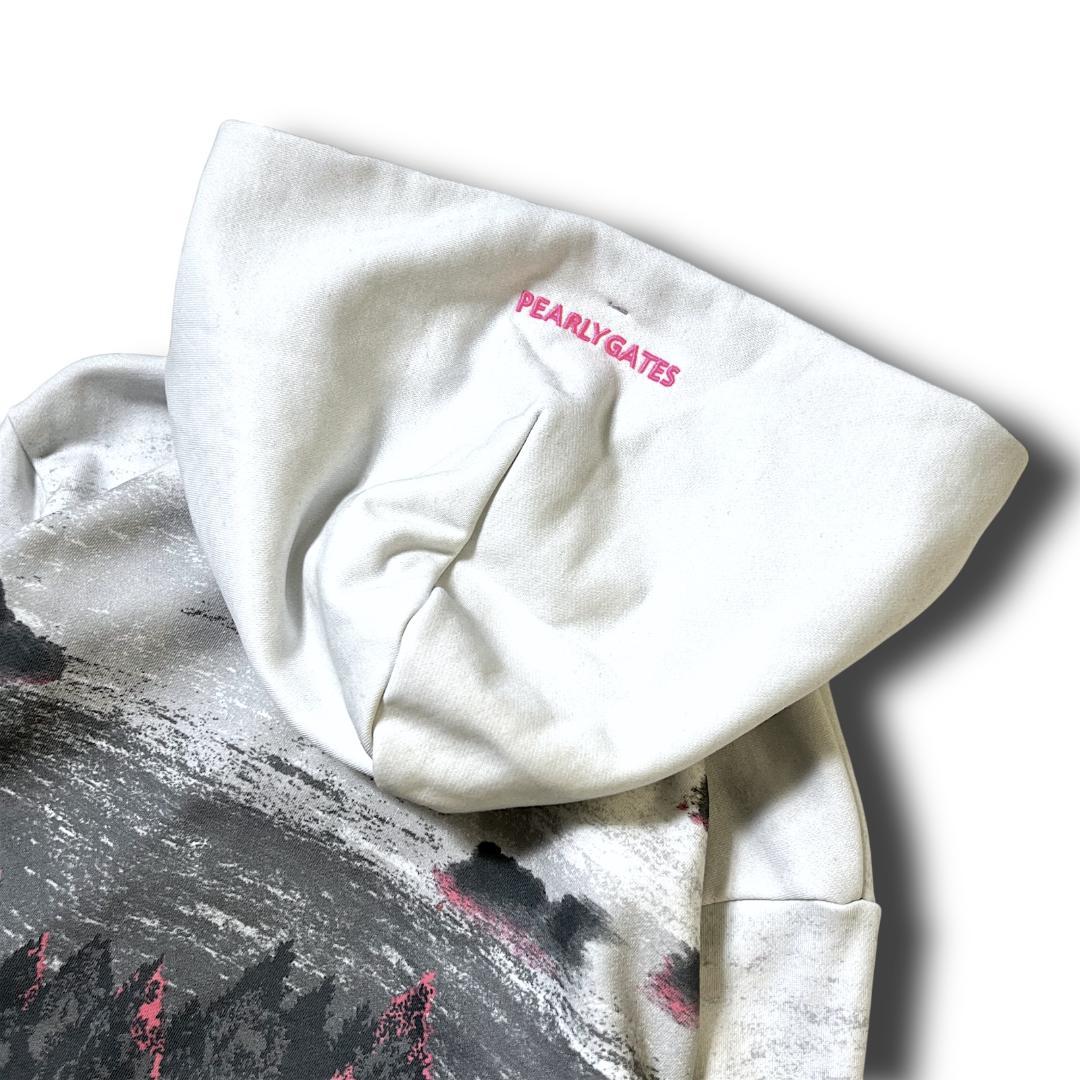 0 パーリーゲイツ 定3.5万 ストレッチ裏毛 ゴルフ場柄 フルジップフーディ