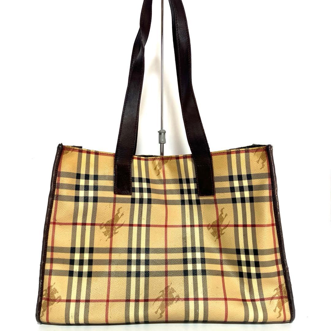 【廃盤品】バーバリー ノバチェック シャドーホース PVC トートバッグ