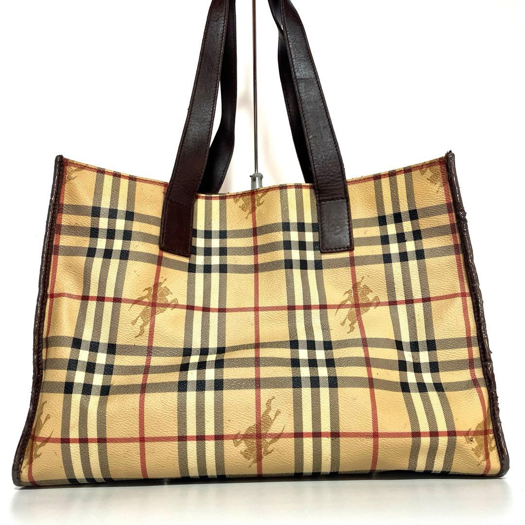 【廃盤品】バーバリー ノバチェック シャドーホース PVC トートバッグ