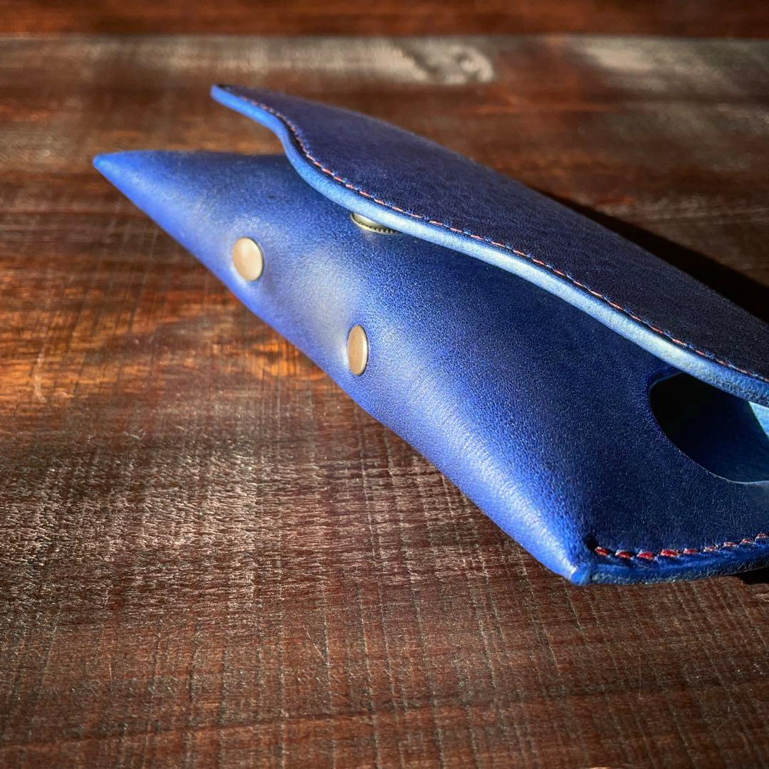 【キッキ】5ポケットカードホルダー（ブルー&レッド）メガネケース（ブルー）