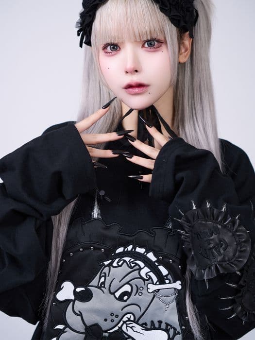 IMVAL×GALFY / Doll Dog 大萌袖 L/S TEE［BLK］