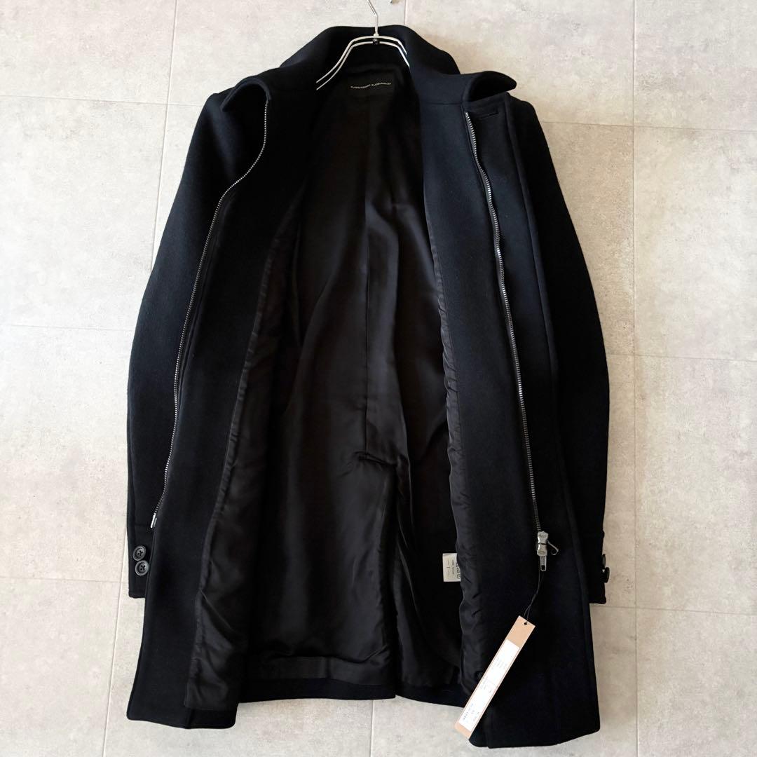 新品未使用タグ付✨️6万 ラウンジリザード ミドル丈ウールコート 1 ブラック
