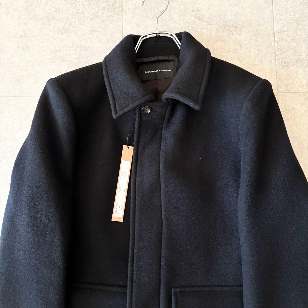新品未使用タグ付✨️6万 ラウンジリザード ミドル丈ウールコート 1 ブラック